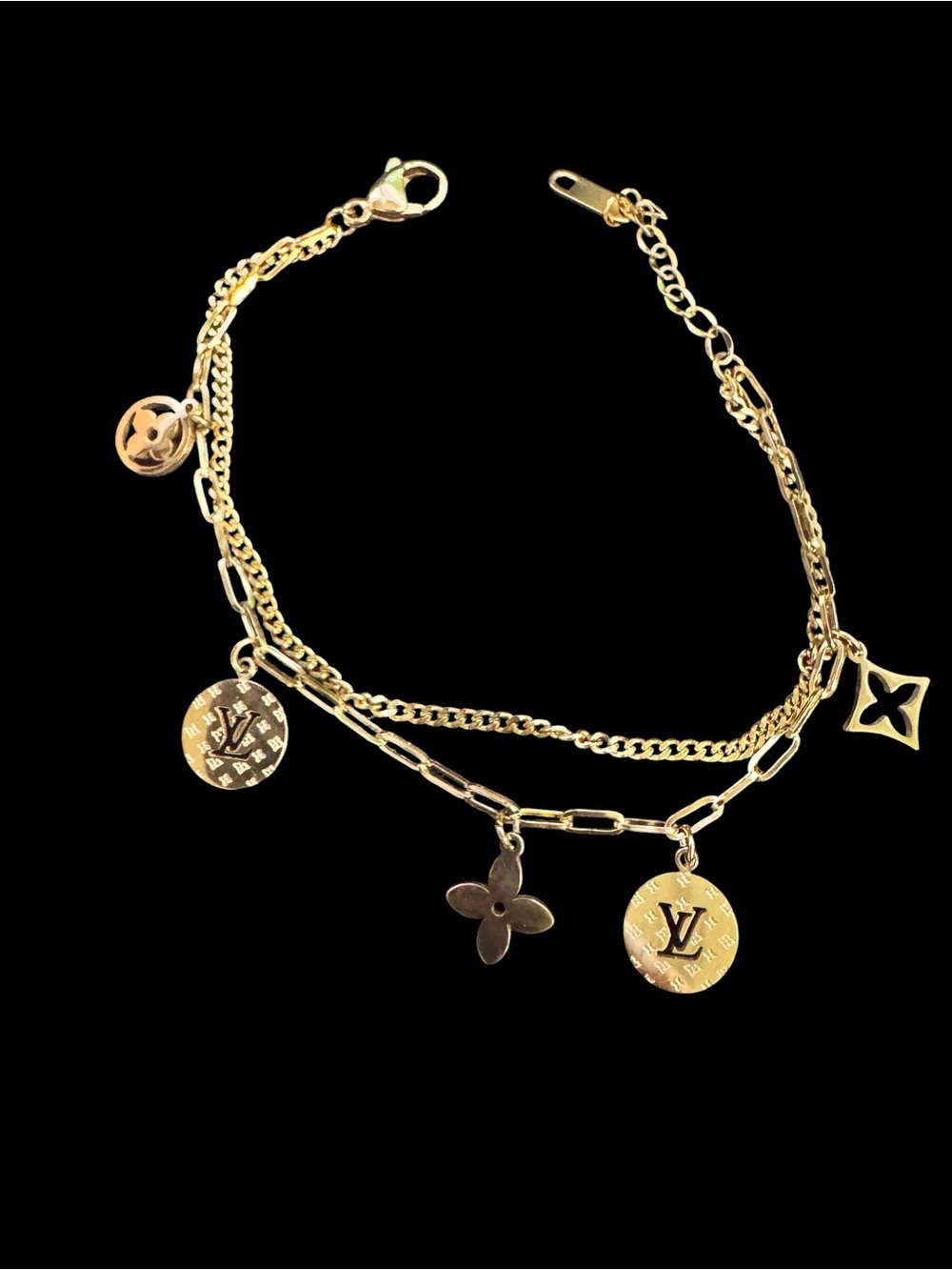 Gold-Tone Multi Charm Bracelet - Women Jewelry 7” plus extension